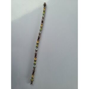 vintage han‎ thai 925 sterling gemstone tennis style bracelet